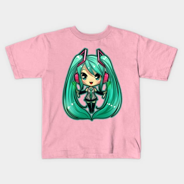 Chibi Hatsune Miku Kids T-Shirt by DasGnomo